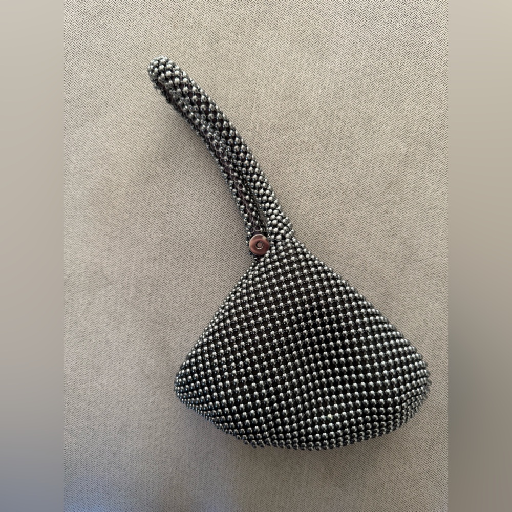 Black and White Beaded hand Bag